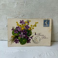 フランスアンティークポストカード｜鈴蘭の花束 スズランの植物画
