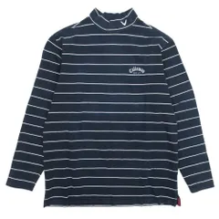 良品 Callaway キャロウェイ ボーダー モックネック Tシャツ ゴルフウェア 長袖 ロゴ刺繍 カットソー トップス M 紺 ネイビー メンズ 古着 中古 USEDのサムネイル