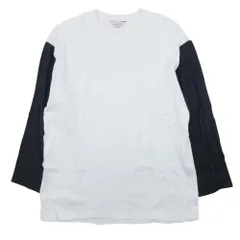 良品 UNUSED アンユーズド バイカラー 切替 長袖 Tシャツ カットソー トップス ロンT クルーネック 3 白 ホワイト 紺 ネイビー メンズ 古着 中古 USEDのサムネイル