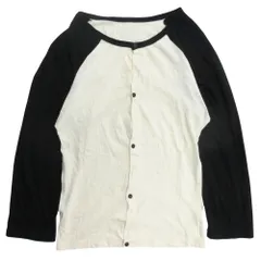 美品 Yohji Yamamoto ヨウジヤマモト 16AW ラグランスリーブ カットソー カーディガン コットン バイカラー サイズ3 白 黒 メンズ 古着 中古 USEDのサムネイル