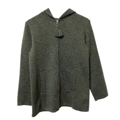 美品 agnes b. アニエスベー タッセル付き ニットパーカー フーディー サイズ3 ブラックグリーン レディース 古着 中古 USEDのサムネイル