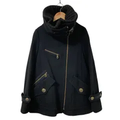 良品 BURBERRY BLUE LABEL バーバリーブルーレーベル リブニット襟 ウールコート サイズ38 ブラック レディース 古着 中古 USEDのサムネイル
