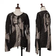 ジャンポールゴルチエ ファムJean Paul GAULTIER FEMME ネットプリントメッシュニットカーディガン 黒グレーオフホワイト40のサムネイル