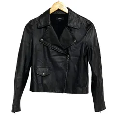 美品 23SS Theory セオリー SLEEK LEATHER MOTO ライダースジャケット サイズP ブラック レディース 古着 中古 USEDのサムネイル
