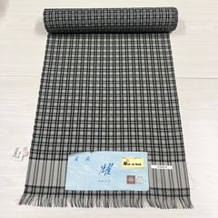 M19-17 新品保管品 久留米絣 着尺反物 黒紺 井桁 綿絣 - メルカリ