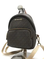【美品】MICHAEL KORS　マイケルコース　リュックサック　MK総柄　PVC×レザー　ブラウン　4370のサムネイル