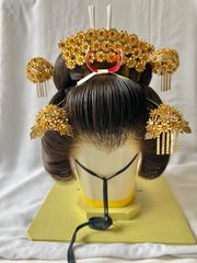 日本髪かつら　大丸髷　アンティークかんざし付き ラスト1点 本式サイズ姫さし！ 803 お姫様 吹輪 日本髪かつら 歌舞伎