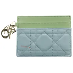 Christian Dior (クリスチャンディオール) レディディオール フリージア ラムスキン レザー カードケース ライトグリーン/ライトブルーのサムネイル
