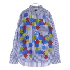 COMME des GARCONS HOMME DEUX (コムデギャルソン オムドゥ) 24SS AD2023 フロントパズルデザイン 長袖コットンストライプシャツ ブルー/ホワイト DM-B042のサムネイル
