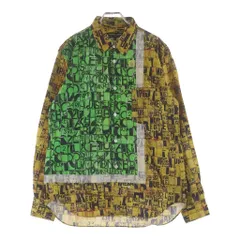 COMME des GARCONS HOMME DEUX (コムデギャルソン オムドゥ) 22AW AD2022 コラージュロゴ総柄 長袖コットンシャツ グリーン/イエロー DJ-B023のサムネイル
