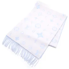 LOUIS VUITTON (ルイヴィトン) レイキャビック2.0 カシミヤ フリンジ マフラー ライトブルー M97661のサムネイル