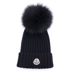 ☆MONCLER☆ニット帽 ポンポン付き ブラック 新品未使用 早い者勝ち