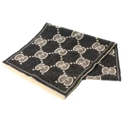 GUCCI (グッチ) マフラー 大判 ストール GG ジャカード ラメ ベージュ×ブラックのサムネイル