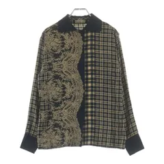 GIANNI VERSACE (ジャンニ ヴェルサーチ) 90S Paisley And Check Shilk Long Sleeve Shirt ペイズリー柄 チェック柄 切替 長袖シルクシャツ ブラックのサムネイル