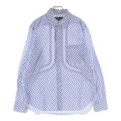 COMME des GARCONS HOMME DEUX (コムデギャルソン オムドゥ) 19SS AD2018 フラワー柄切替 ドット総柄 長袖ボタンシャツ ブルー/ホワイト DC-B052のサムネイル