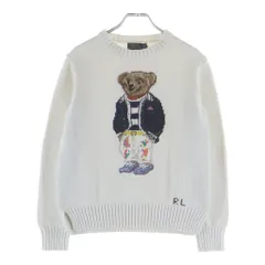 POLO RALPH LAUREN (ポロラルフローレン) POLO BEAR ポロベアーエンブロイダリー クルーネックニット セーター レディース ホワイトのサムネイル