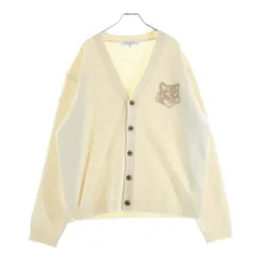 MAISON KITSUNE (メゾンキツネ) フォックスヘッド ロゴ インターシャ メリノ ニットカーディガン アイボリー PM00509KM0329のサムネイル
