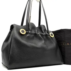 美品 ブルガリ BVLGARI ツイスト トートバッグ 肩掛け ギャザー サークル ロゴ金具 ゴールド金具 ブラック 黒 オールレザー 本革 シボ革 大容量 ボーナス 夏休み 夏コーデ ご褒美 旅行 帰省 サマーギフト 保存袋のサムネイル