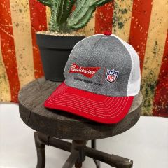 90s USA製デッドストック Budweiser 刺繍 トラッカーキャップ 赤
