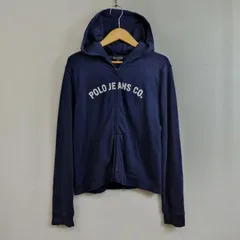 Polo Jeans Co Ralph Lauren ポロジーンズ ラルフローレン ジップアップ パーカー スウェット フロント ロゴ コットン 古着 ネイビー系 L F280のサムネイル