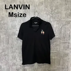 【Y-874】LANVIN M 半袖 ポロシャツ ブラック 黒 ワンポイント 刺繍 ロゴ 鹿の子 ゴルフ カジュアル ビジネス フレンチブランド メンズ 春夏 上品のサムネイル