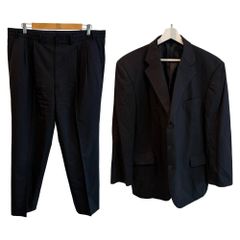 【未使用】Savile row ゼニア セットアップ スーツ ブラック 美品】Savile Row セットアップスーツ、ブラック ストライプ、M相当