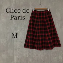 美シルエット Clice de Paris クリシェドゥパリス タータンチェック フレアスカート M 赤 黒 ウエストゴム 膝丈 ミモレ ボトムス レディース 婦人服 レトロ ガールズ デート 通学 秋 冬物のサムネイル