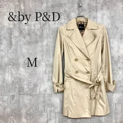 &by P&D アンドバイピンキーアンドダイアン トレンチコート ベージュ Mサイズ 裏地レオパード柄 ヒョウ柄 おしゃれ レディース 春秋冬 アウター 通勤 通学 清楚系 大人可愛い ウエストベルト付き 膝丈