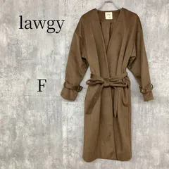 lawgy ガウンコート ブラウン Fサイズ ウエストベルト付き 羽織り アウター 長袖 レディース シンプル きれいめ カジュアル おしゃれ 防寒 通勤 通学 秋冬物 レーヨン混 ポリエステル 大人可愛い コーデ 訳あり シミ汚れ有りのサムネイル
