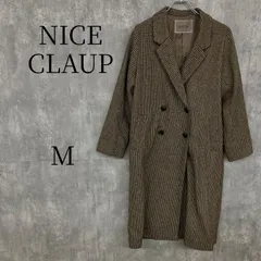 ワンアフターアナザーナイスクラップ NICE CLAUP チェスターコート ロングコート ダブル 千鳥格子 総柄 ハウンドトゥース アウター ブラウン 茶色 Mサイズ ポリエステル 春 秋 冬 カジュアル 上品きれいめのサムネイル