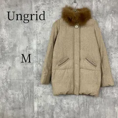 Ungrid アングリッド ダウンコート M ベージュ系 ヘリンボーン柄 フォックスファー付 レディース アウター 冬服 防寒着 上品 カジュアル フェザー混　毛玉・糸ほつれ有のサムネイル