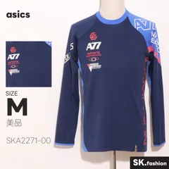 美品 asics トップス カットソー　長袖　ロゴプリント　A77 　トレーニング用のサムネイル