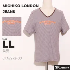 美品 MICHIKO LONDON JEANS トップス Tシャツ　半袖　ボーダー　Vネック　刺繍デザイン　綿100％のサムネイル