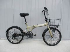 引取限定】Folike 折りたたみ自転車20インチ 本体 イエロー 前カゴ付き