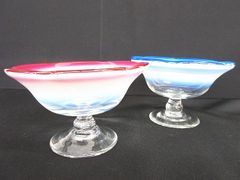オパールセントガラス デザートカップ赤青 2客セット - メルカリ