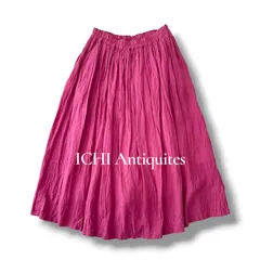 イチアンティークス ICHI Antiquites リネン フレア ロングスカート 麻100% ピンク ウエストゴム フリーサイズ 6JU027のサムネイル