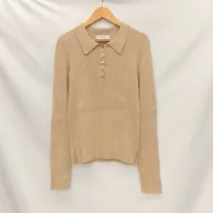 DONA MARIE ドナマリー　長袖リブニットポロシャツ　ベージュ　38　〇◇のサムネイル