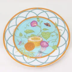 ITUKWK9122O8 美品 HERMES エルメス Siesta Island シエスタアイランド プレート 皿 植物 昆虫 オレンジ 朝顔 ボタニカル 食器 キッチン インテリアのサムネイル