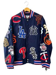 MLB JH Design スタジャン オールチームロゴ ネイビー L MLB JH Design スタジャン オールチームロゴ ネイビー L - メルカリ