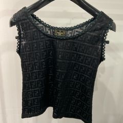 FENDI 総柄 ズッカ ロゴ チェック デザイン タンクトップ - メルカリ
