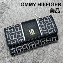 【美品】TOMMY HILFIGER トミー 長財布 総柄 フラップ式