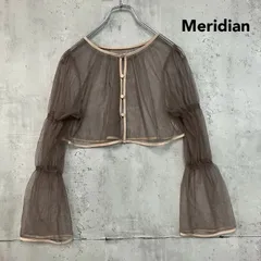 Meridian メリディアン サイズなし チュール ボレロ カーディガン シアー メッシュ ブラウン 茶色 長袖 ショート丈 クロップド丈 フレアスリーブ シースルー 羽織り トップス カットソー 透け感 重ね着 ★ ■◇のサムネイル