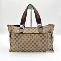 GUCCI グッチ GGキャンバス シェリーライン トートバッグ ハンドバッグ ブラウン 145758のサムネイル