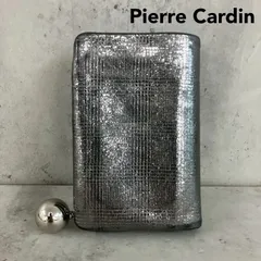 pierre cardin ピエールカルダン 二つ折り財布 シルバー ヤギ革 レザー 球体チャーム付き ウォレット コンパクト ミニ財布 メタリック 本革 小銭入れ カードケース 個性的 おしゃれ レディース メンズ ブランド ★ ■■のサムネイル