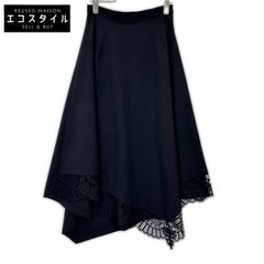 AKANEUTSUNOMIYA 아카네우츠노미야 STUDIOUS별주 SAO-FSK101-3002 블랙 lace hem skirt/레이스헴 스커트 36