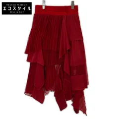 sacai　サカイ　22-06384 レッドサテン×プリーツシフォン ミックスアシンメトリースカート/Suiting Mix Skirt　1のサムネイル