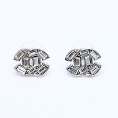 美品】CHANEL シャネル CCマーク ラインストーン ピアス シルバー