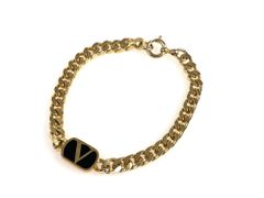 ヴァレンティノ ブレスレット Vロゴ 喜平チェーン ゴールド×レッド