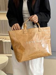 Women's Handbag, Large Capacity Fashion Transparent Jelly Bag, Waterproof Shopping Bag, Korean Style Unisex Tote Bag, Retro Casual Streetwear Tote, Japanese Style Slouchy Bag, Suitable for High School and College Students, Fitness/Yoga/Travel Bag or