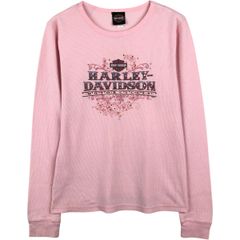 古着 00年代 ハーレーダビッドソン Harley-Davidson モーターサイクル スパンコール付き サーマルロンT ワッフル/eaa649771
